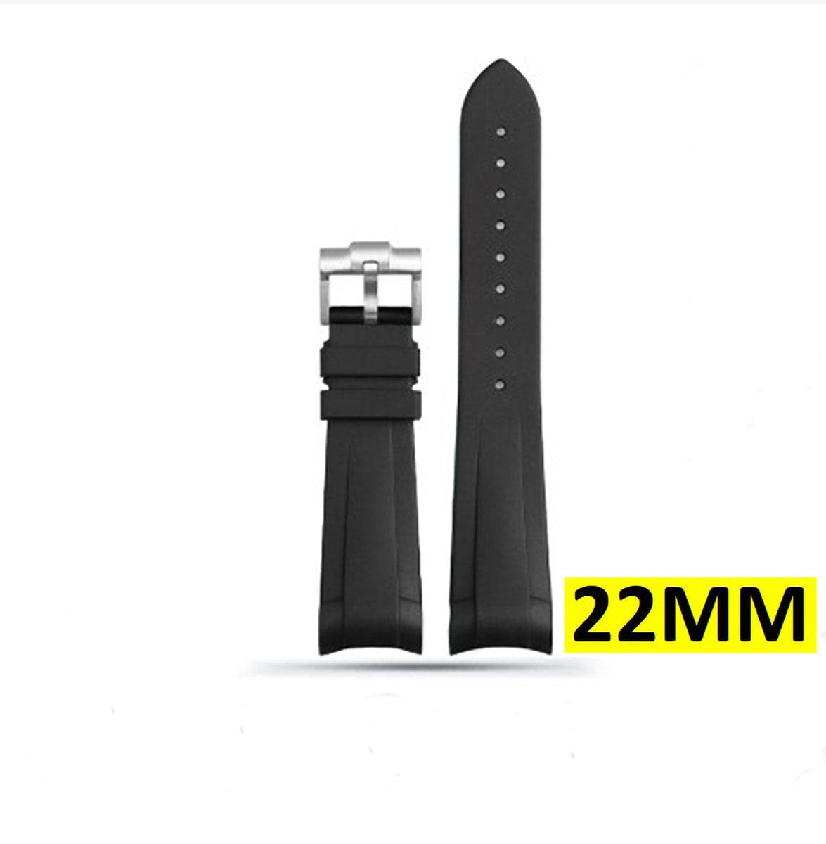 Siliconen horloge band - Geschikt voor Tudor Bay - Waterbestendig - 22MM - Zwart