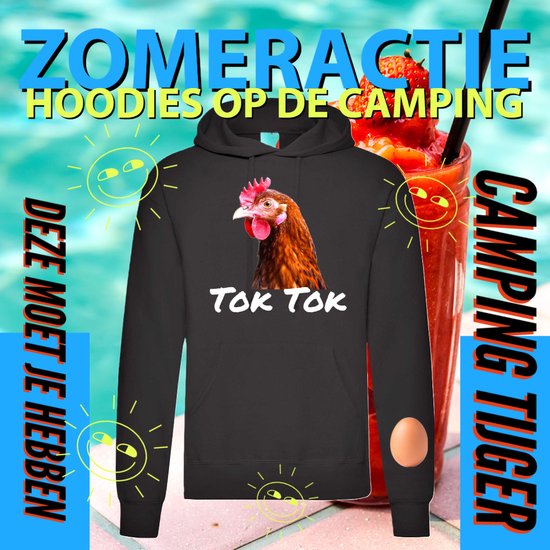 Hoodie camping - Grappige Hoodie tok tok - Hoodie Zwart - Maat Xl