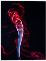 Dibond - Rood met Blauwe Rookwolken tegen Zwarte Achtergrond - 60x80 cm Foto op Aluminium (Wanddecoratie van metaal)