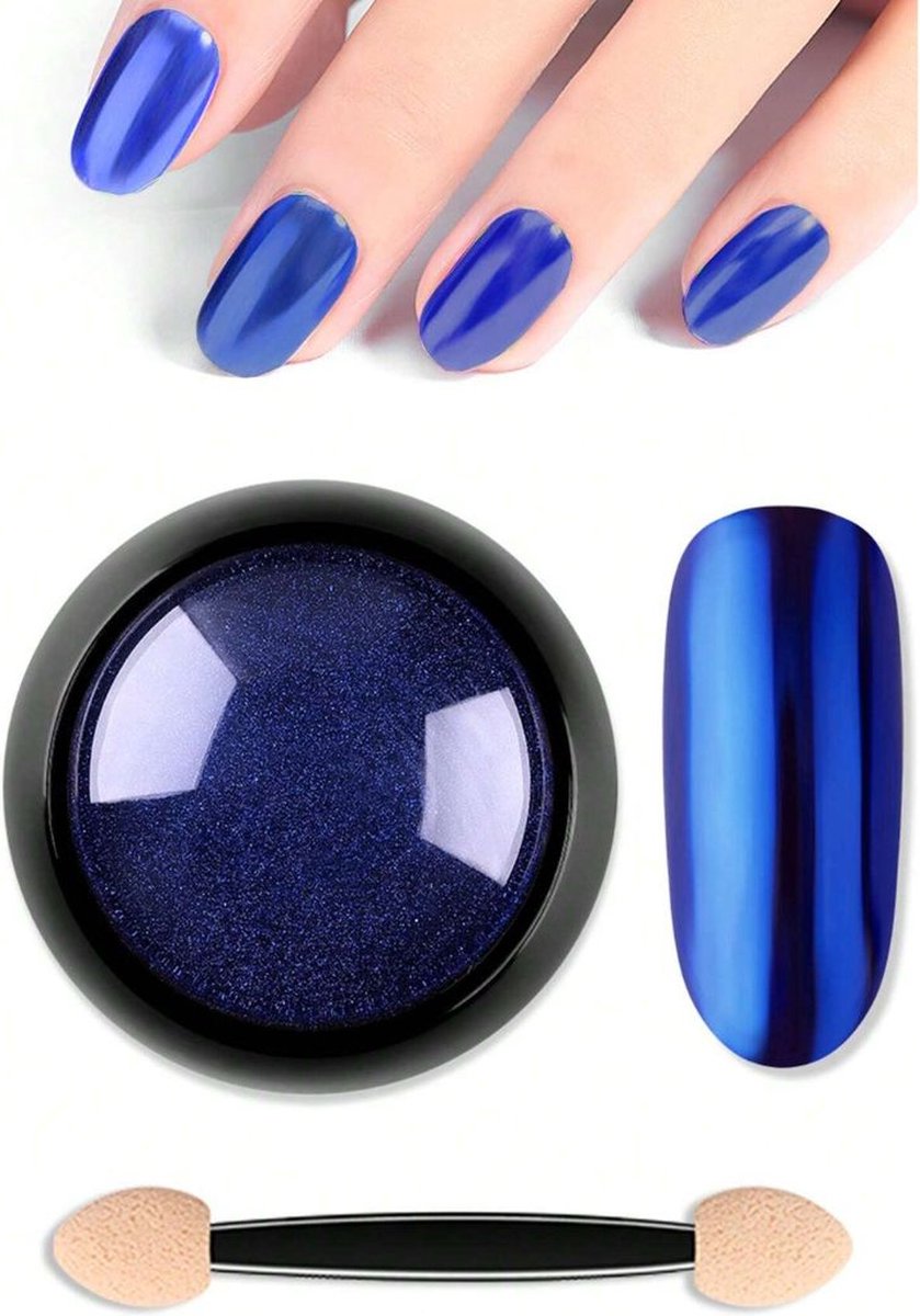Goedkoopste GUAPÀ® Holografische Poeder | Nail Art Glitter Poeder | Nagelversiering | Metallic Nails | Chrome nails | Navy Blauw