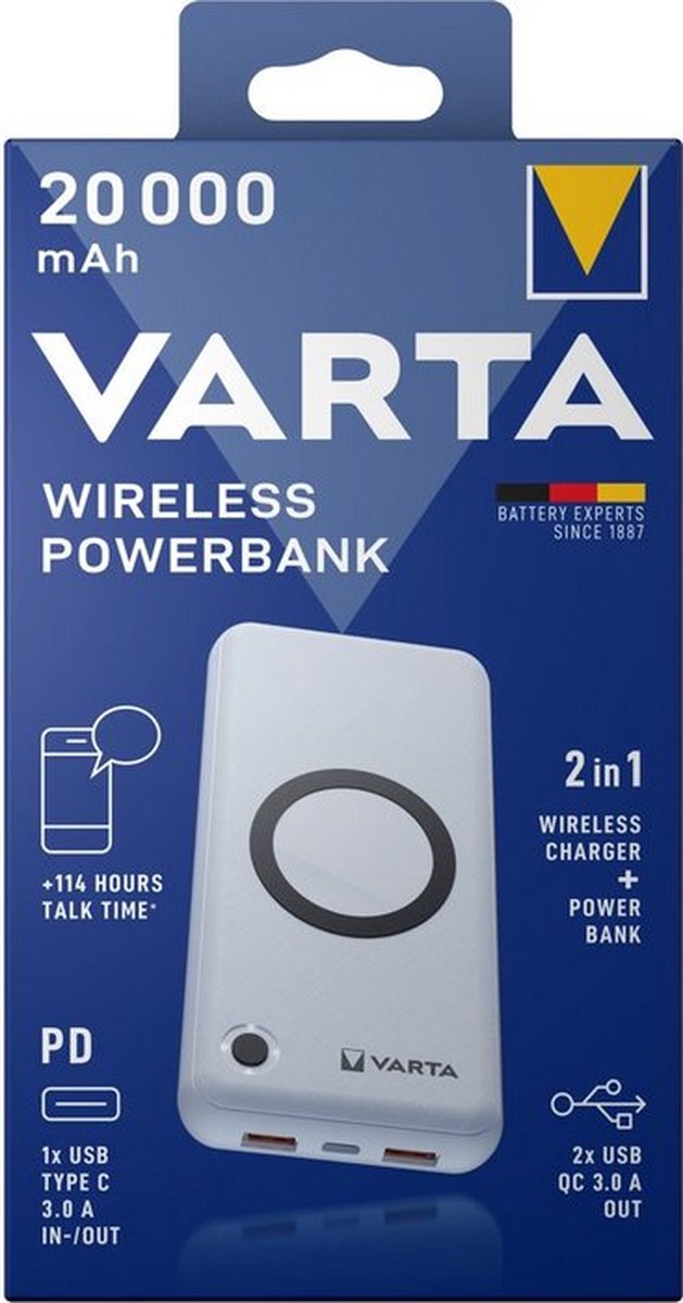 VARTA Wireless Power Bank 20000mAh Draadloos Wit - afbeelding 3