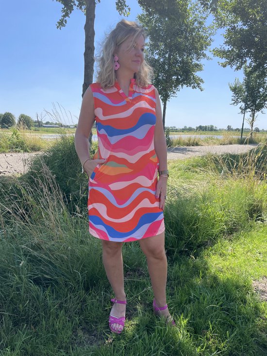 Hill Fashion - Jurk - Nathalie - Angella Milan - Oranje - Maat L