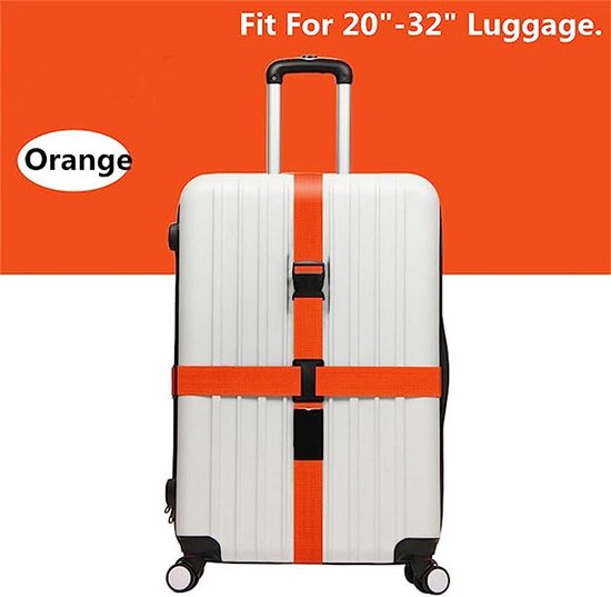 Sangle de valise, Sangle de bagage réglable, valise de voyage, sangle d'emballage, sangles longues croisées, Oranje