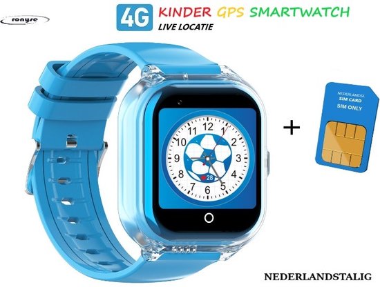 GPS 4G Smartwatch voor Kinderen - Blauw - HD Video Bellen - GPS Tracker - Inclusief Simkaart & Wonlex App - Kinder Smartwatch - Live GPS Locatie - SOS Knop - Camera - Touchscreen - Stappenteller