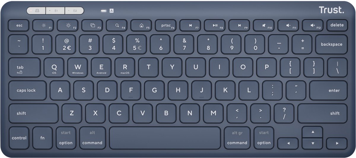 Trust Lyra - Draadloos Toetsenbord - Multi connect - Oplaadbaar - Qwerty US - Blauw