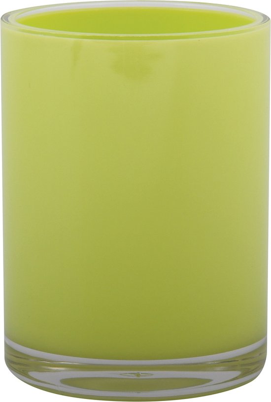 MSV Badkamer drinkbeker/tandenborstelhouder Aveiro - PS kunststof - limegroen - 7 x 9 cm