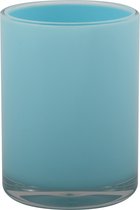 MSV Porte-gobelet/brosse à dents salle de bain Aveiro - plastique PS - bleu clair - 7 x 9 cm