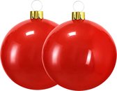 Christmas Decoration mega grote kerstballen - 2x - 45 cm - rood - opblaasbaar