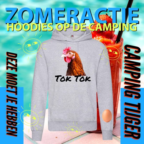 Hoodie camping - Grappige Hoodie tok tok - Hoodie Lichtgrijs - Maat M