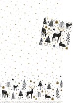 Kerstdiner tafelversiering set 2x st - tafelkleed en servetten- wit/zwart/goud