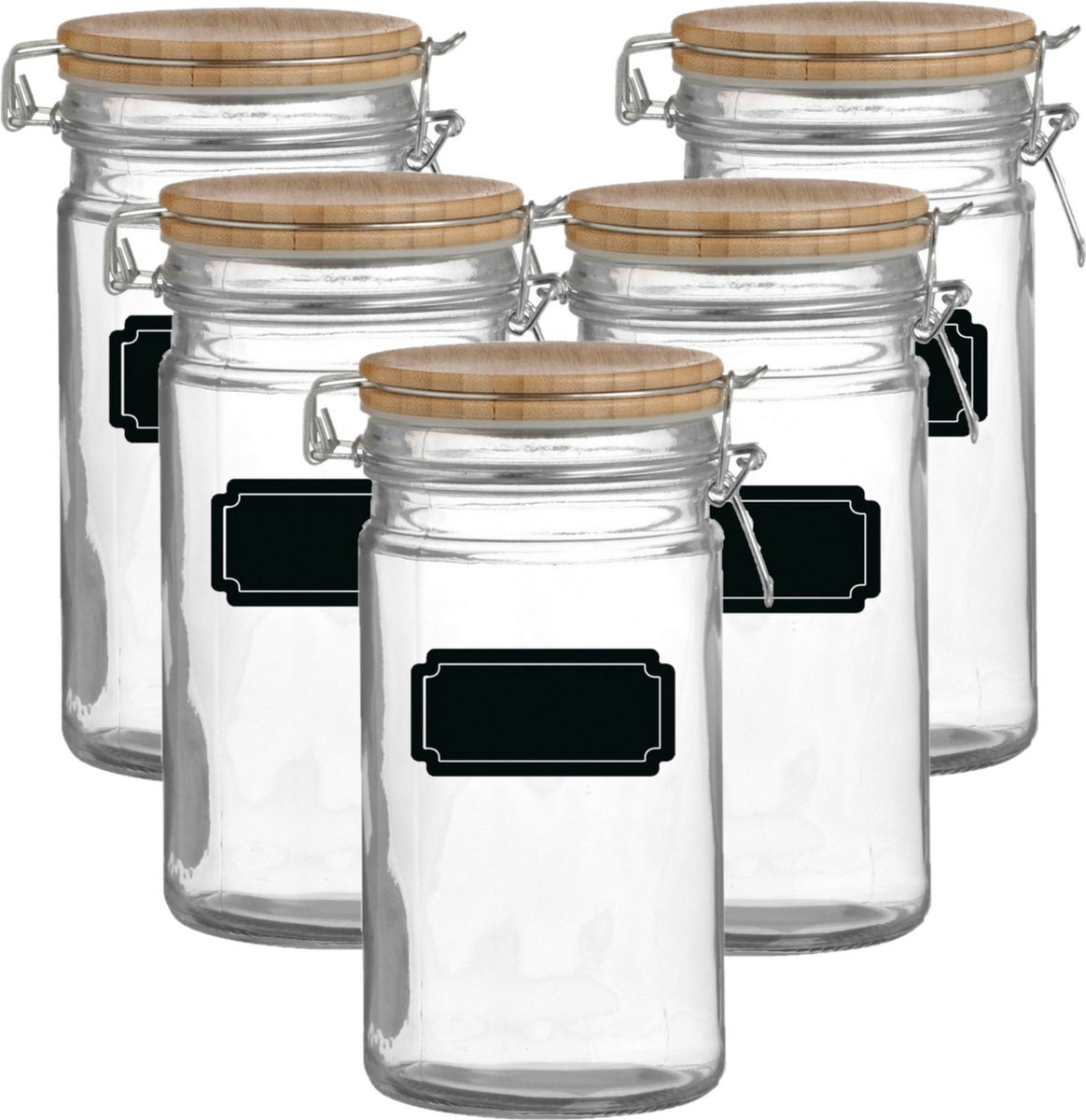 Weckpot/inmaakpot - 10x - 1L - glas - met beugelsluiting - incl. etiketten