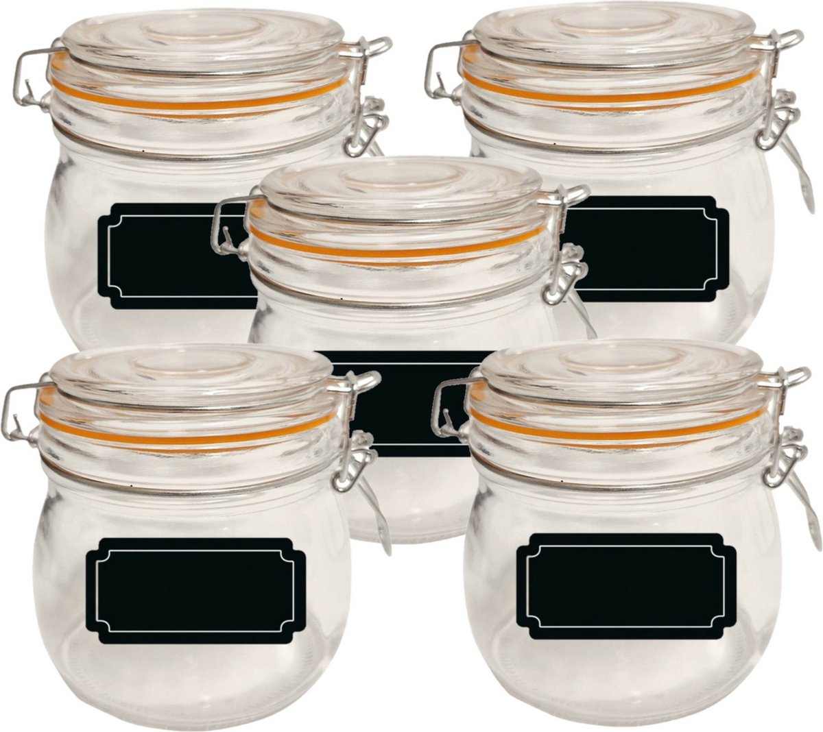 Weckpot/inmaakpot - 10x - 500 ml - glas - met beugelsluiting - incl. etiketten