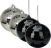 Grande boule disco Boules de Noël - 2x pièces - argent - 10 cm - plastique