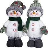 Pluche sneeuwpoppen knuffels - set 2x st - 40 cm - sneeuwman knuffel