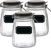 Weckpot/inmaakpot - 4x - 1.5L - glas - met beugelsluiting - incl. etiketten