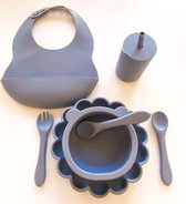 Siliconen EETSET COMPLEET - beschikbaar in verschillende kleuren! - Siliconen eetgerei baby/ kids -Magnetron & vaatwasser bestendig - goed voor tandjes - met zuignap - baby - cadeau babyshower - genderreveal - geboorte