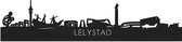 Skyline Lelystad Zwart hout - 100 cm - Woondecoratie - Wanddecoratie - Meer steden beschikbaar - Woonkamer idee - City Art - Steden kunst - Cadeau voor hem - Cadeau voor haar - Jubileum - Trouwerij - WoodWideCities