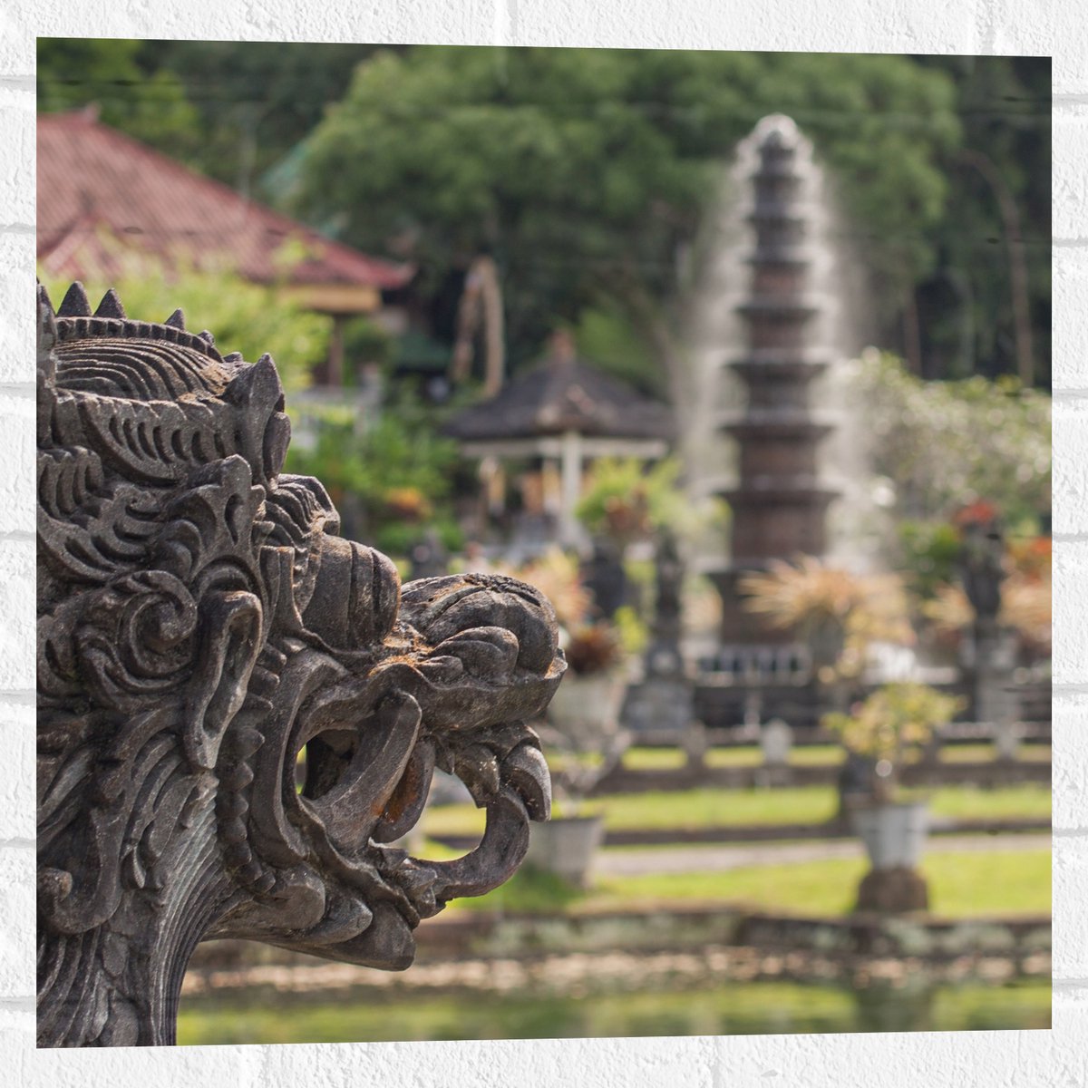 Muursticker - Beelden en Fonteinen in Bali - 50x50 cm Foto op Muursticker