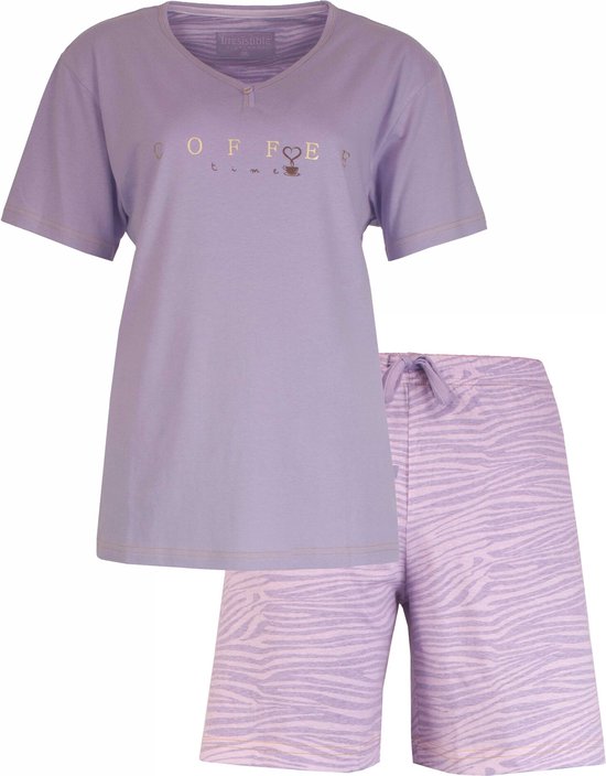 Irresistible - Dames Shortama Pyjama Set - Zebra print - 100% Katoen - Paars - Maat XL
