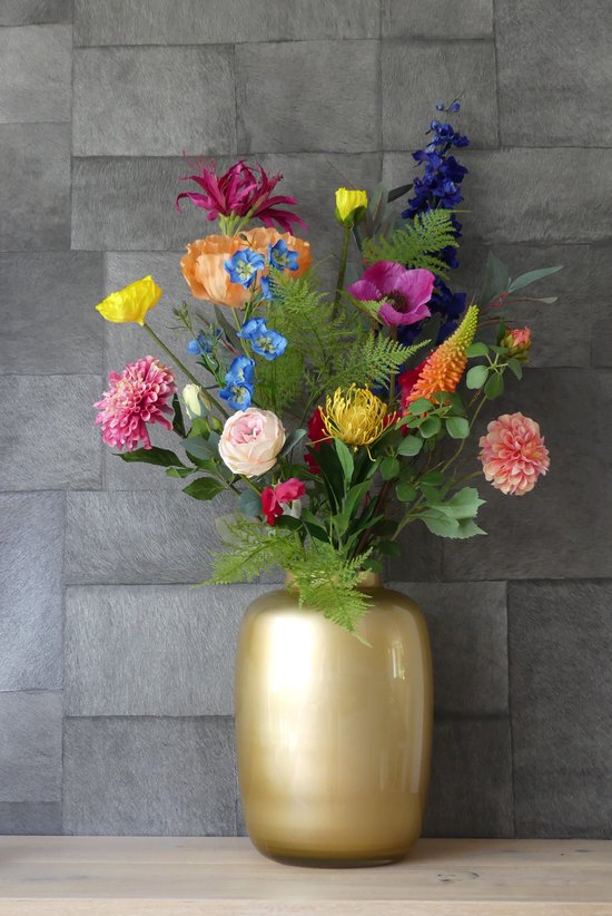 DAX Flowers - Veldboeket - Zijden Bloemen Kunstboeket - Kunstbloemen Boeket voor binnen - Multicolor - 90-100 cm