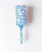 DreamGlow Magische Kinderborstel: Haarborstel met Glitters - Haaraccessoires voor Kinderen - Haarborstel Meisje - Haarborstel Jongen - Cadeau Idee - Blauw/Oranje