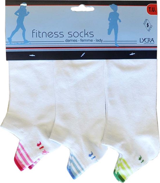 Dames enkelkousen fitness fantasie go4it - 6 paar gekleurde sneaker sokken - 36/41