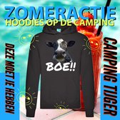 Hoodie camping - Grappige Hoodie Koe Boe - Hoodie Zwart - Maat Xl