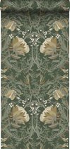 ESTAhome behang vintage bloemen in art nouveau stijl donkergroen - 139420 - 0.53 x 10.05 m