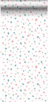ESTAhome behangpapier terrazzo wit, roze en groen - 139304 - 0,53 x 10,05 m