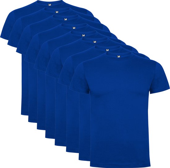 8 Pack Roly Dogo Premium Heren T-Shirt 100% katoen Ronde hals Konings Blauw, Maat XL