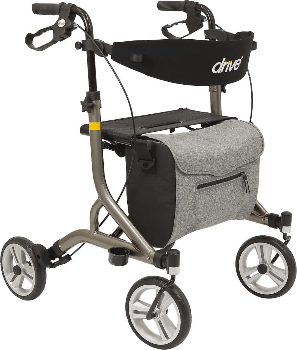 Goedkoopste Drive Devilbiss Rollatortas Premium - Grijs - Magneetsluiting - Stoffen tas & Ruim opbergvak - Reflecterende voorkant - Extra opbergvak met rits