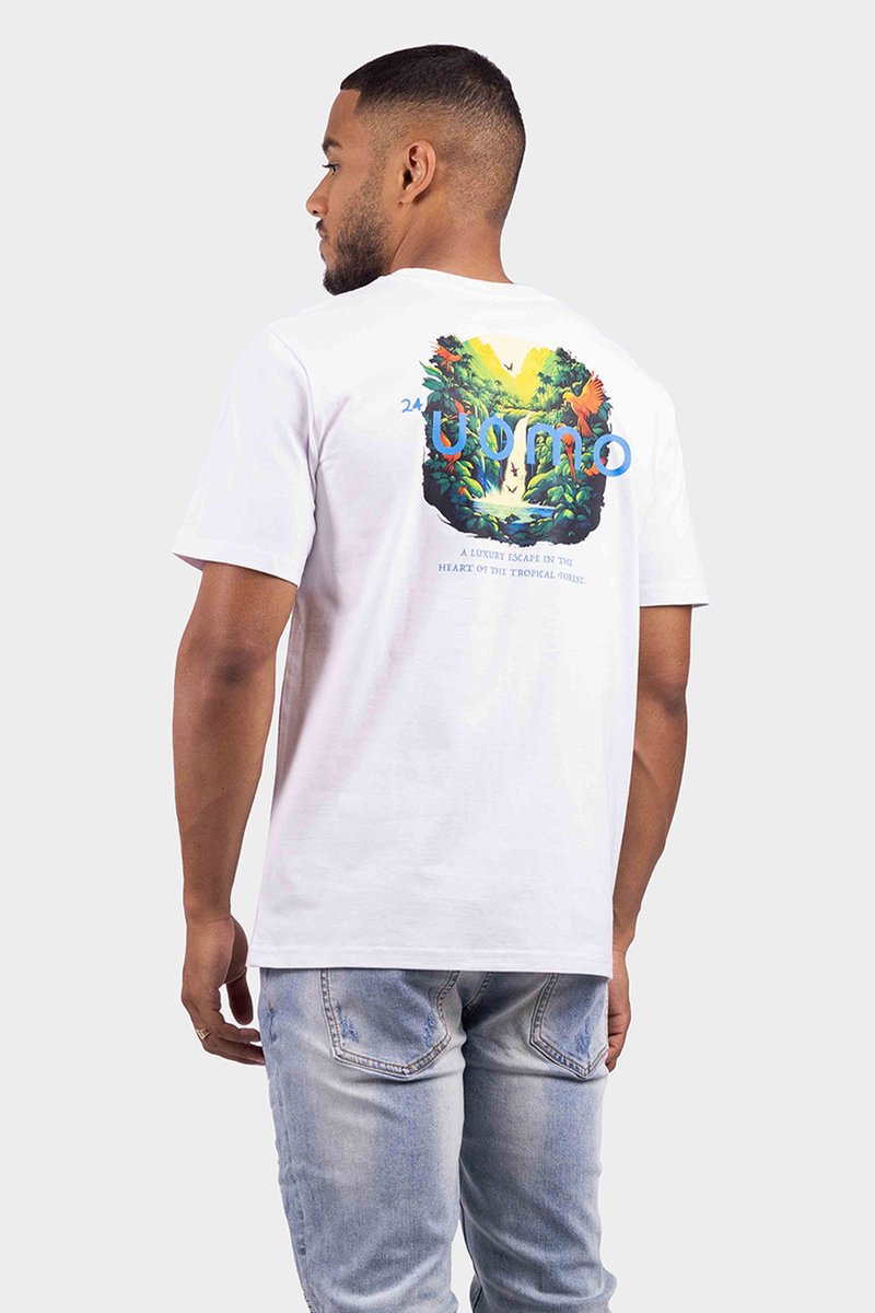 24 Uomo Paradise T-Shirt Heren Wit - Maat: XL