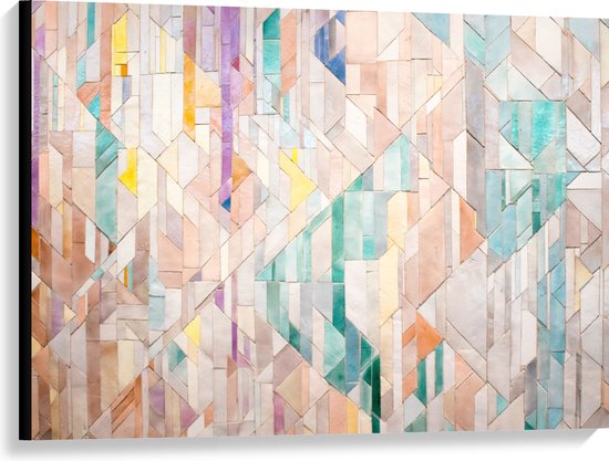 Canvas - Patroon van Pastelkleurige Vakken - 100x75 cm Foto op Canvas Schilderij (Wanddecoratie op Canvas)
