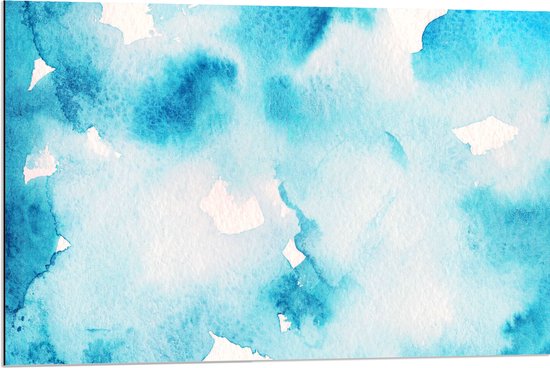 Dibond - Blauw met Wit Gemixte Kleuren - 90x60 cm Foto op Aluminium (Wanddecoratie van metaal)