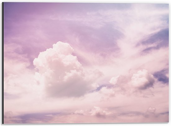 Dibond - Wolkenvelden in Pastelkleurige Lucht - 40x30 cm Foto op Aluminium (Wanddecoratie van metaal)