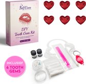 SelfGem® DIY Tooth Gem Kit | Red Heart | Incl. 6 Tooth Gems | Gebruiksvriendelijk | Hoogwaardig Swarovski | Tand Diamantje Kit | Tand Kristal | Tooth Gems Diamanten