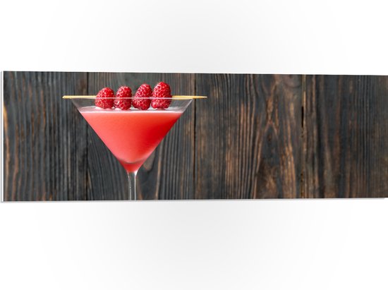 PVC Schuimplaat - Roze Cocktail met Frambozen - 90x30 cm Foto op PVC Schuimplaat (Met Ophangsysteem)