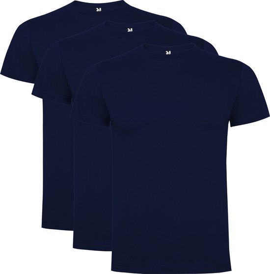 3 Pack Roly Dogo Premium Heren T-Shirt 100% katoen Ronde hals Donker Blauw Maat 3XL