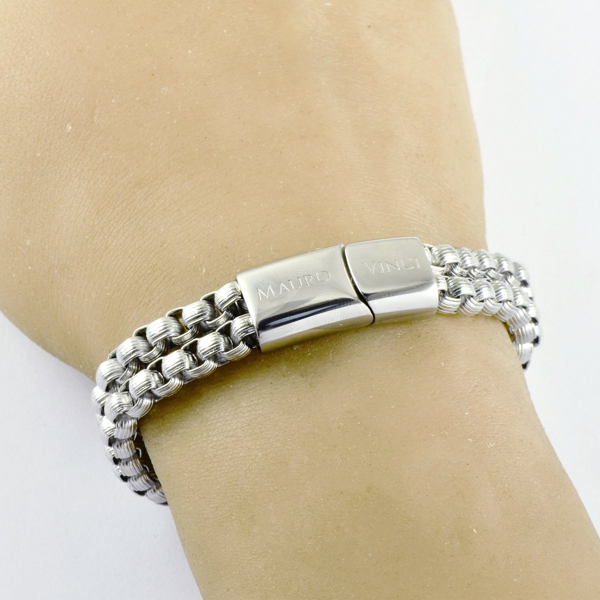 Stalen armband glanzend Mauro Vinci Cili 21cm - Armband staal met magnetische sluiting en geschenkverpakking