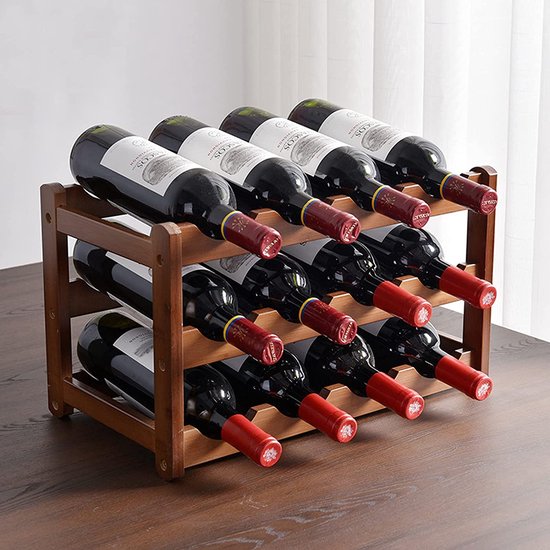 Casier à vin de 12 Bouteilles , 3 Tier , autoportant, Style rétro  minimaliste, Decor... | bol.com