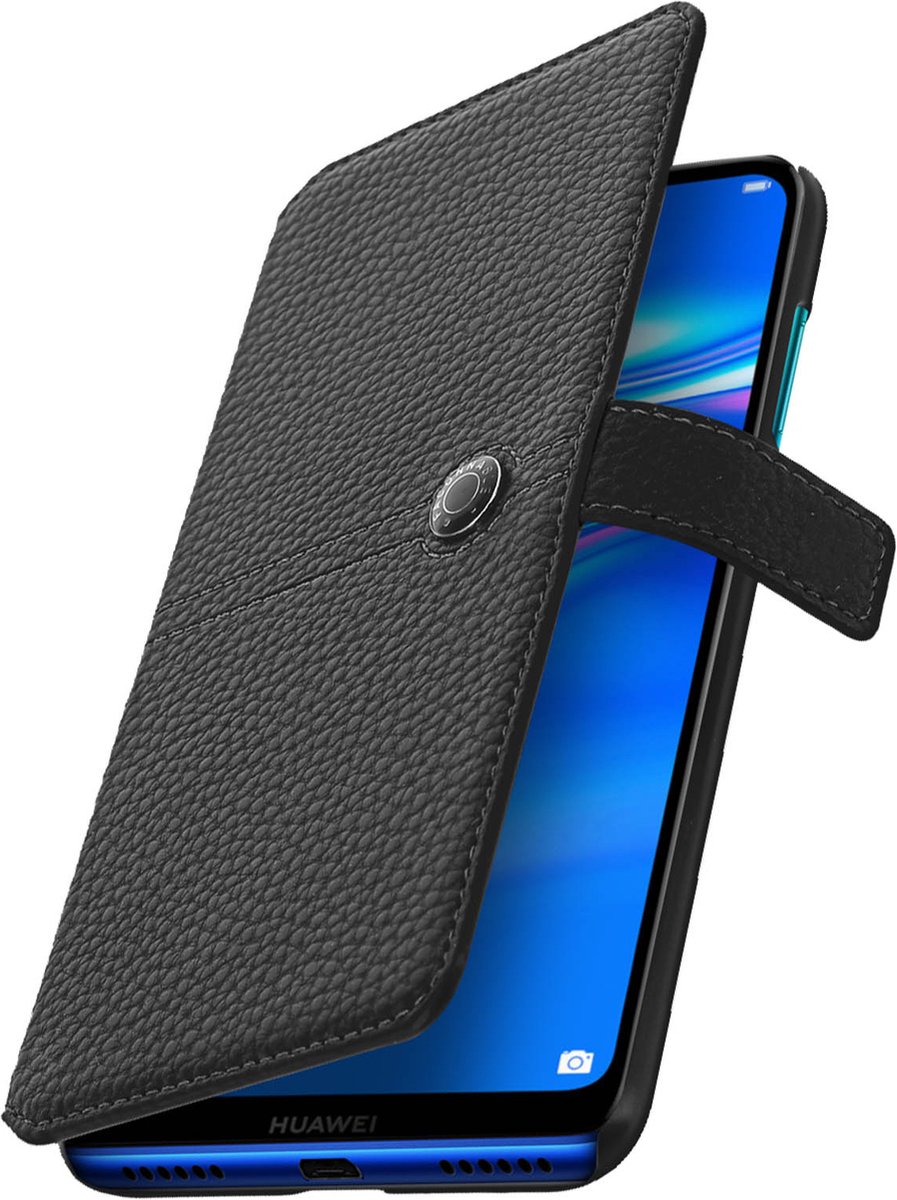 Façonnable, Hoesje voor Huawei Y7 2019 Folio Sellier met gelakte knop, Zwart