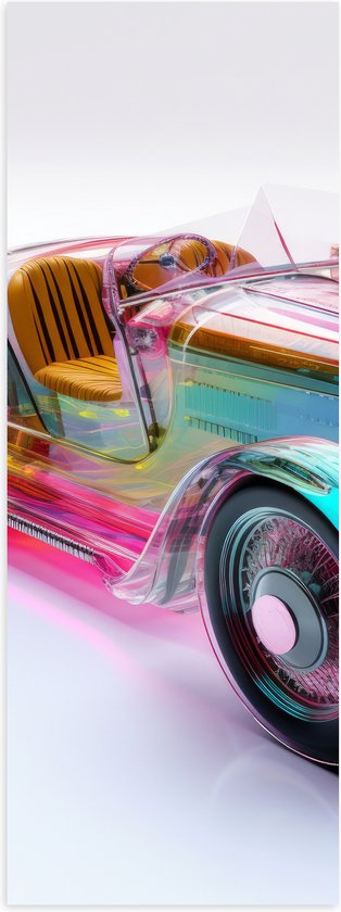 Poster Glanzend – Auto met Verschillende Kleuren Binnenin - 20x60 cm Foto op Posterpapier met Glanzende Afwerking