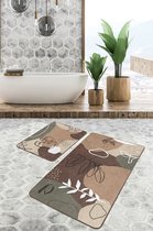 Badmat antislip 2 stuk set - 60x100 & 50x60 - Wc mat - Toiletmat - Modern vrouw tekenen - Deurmat - De Groen Home