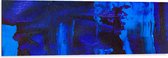 Dibond - Felblauwe Vlekken tegen Donkerblauwe Achtergrond - 120x40 cm Foto op Aluminium (Met Ophangsysteem)