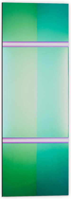 Dibond - Witte Lijnen in Groene en Blauwe Vlakken - 40x120 cm Foto op Aluminium (Met Ophangsysteem)