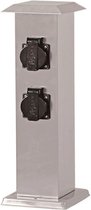 RVS Tuinstopcontact 4-voudig - Stopcontact zuil voor Tuin & buiten - Roestvrij staal - Zilver