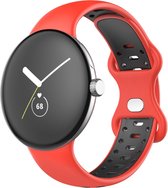 Siliconen bandje - geschikt voor Google Pixel Watch / Pixel Watch 2 - rood-zwart