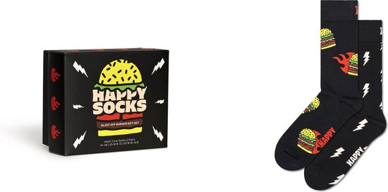 Happy Socks giftbox 2P sokken blast off burger zwart - 36-40