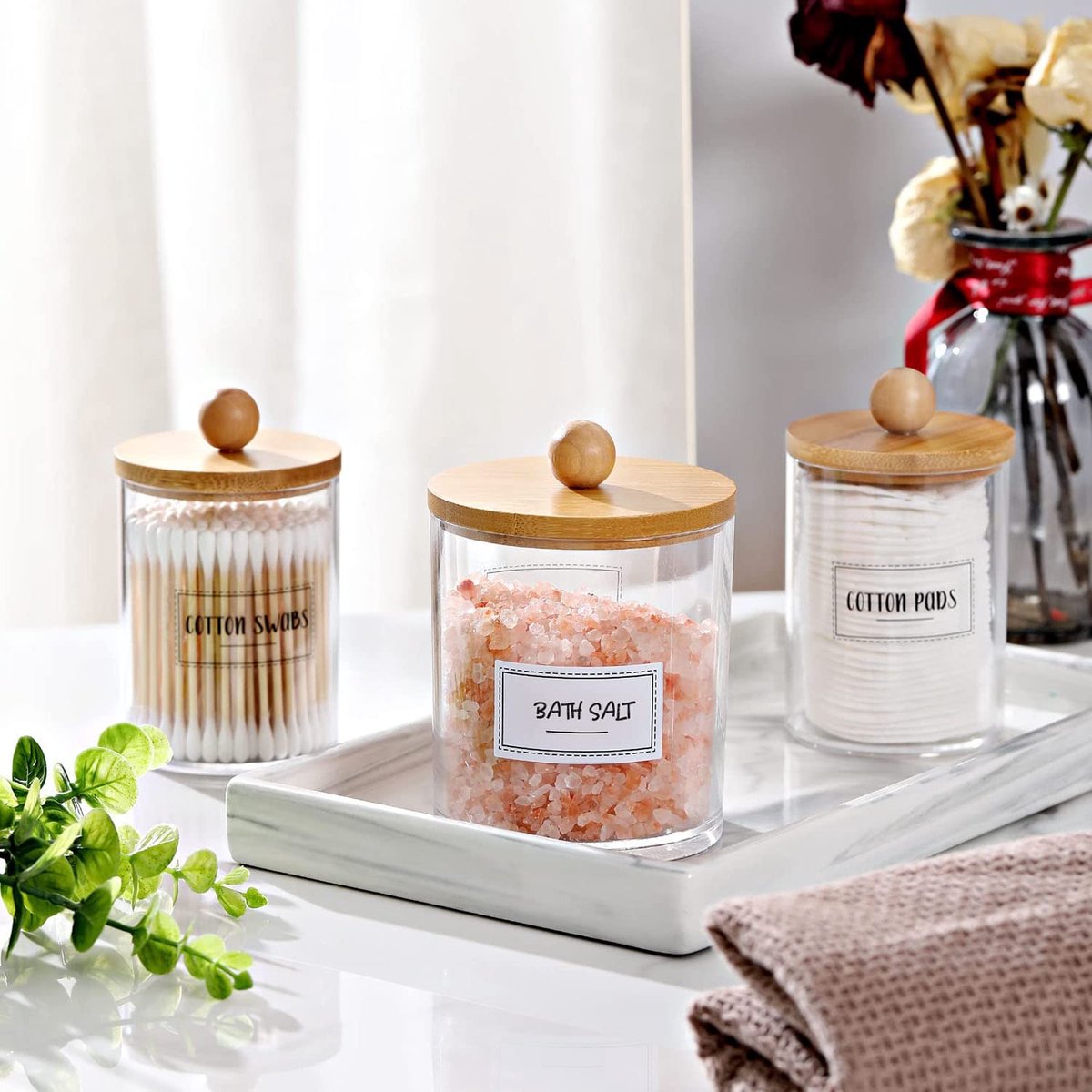 Tbestmax Qtip Distributeur De 283,5 G - Porte-boules De Coton Qtips