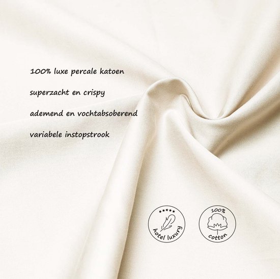 HOOMstyle Dekbedovertrek 100% Percale Katoen - 240x240 cm - Lits-Jumeaux - Topkwaliteit - Effen - Off White
